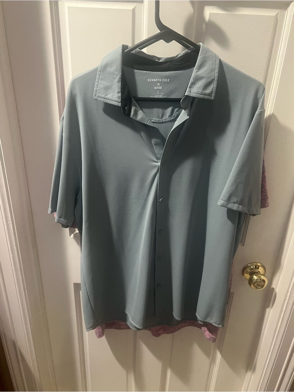 Kenneth Cole Men's Sage Green Short-Sleeve Button Shirt